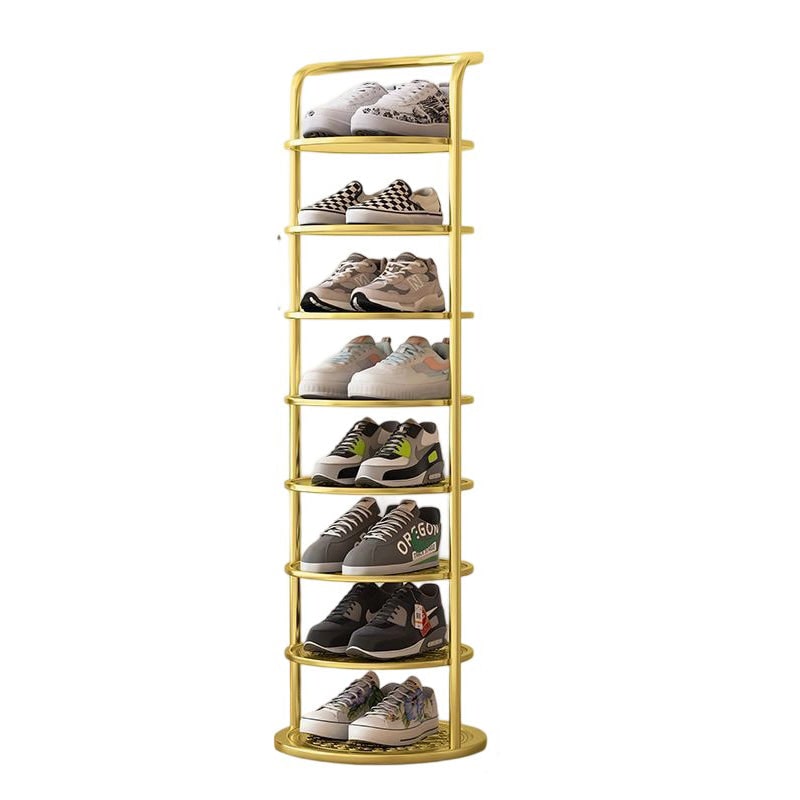 Vertical Shoe Rack and Storage with Metal Frame Freestanding Multi-Tier Round Shelves - Image 21