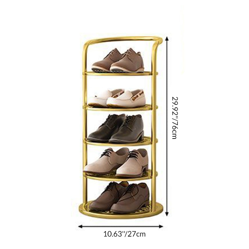 Vertical Shoe Rack and Storage with Metal Frame Freestanding Multi-Tier Round Shelves - Image 4