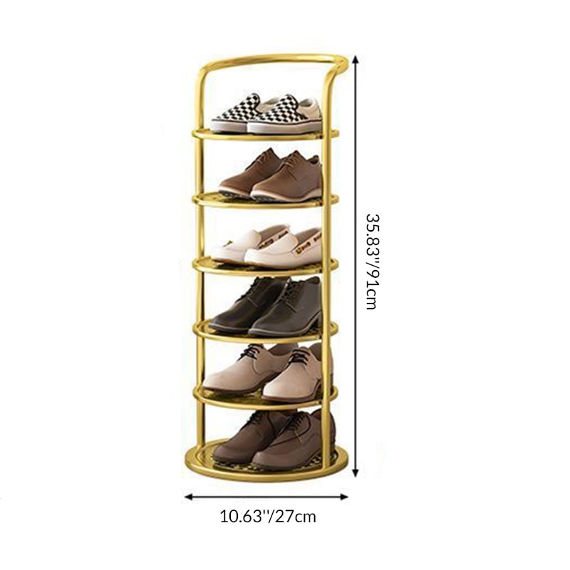 Vertical Shoe Rack and Storage with Metal Frame Freestanding Multi-Tier Round Shelves - Image 5