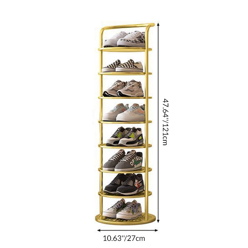 Vertical Shoe Rack and Storage with Metal Frame Freestanding Multi-Tier Round Shelves - Image 7