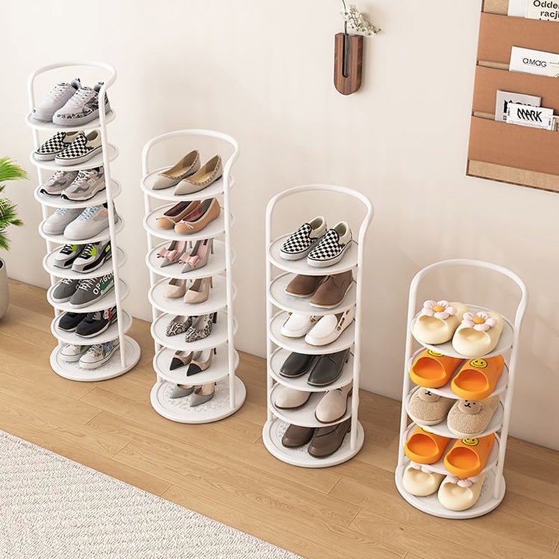 Vertical Shoe Rack and Storage with Metal Frame Freestanding Multi-Tier Round Shelves - Image 8