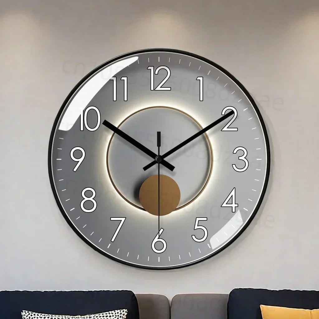 Wall Clock with Silent Mechanism and Illuminated Minimalist Design - Image 1