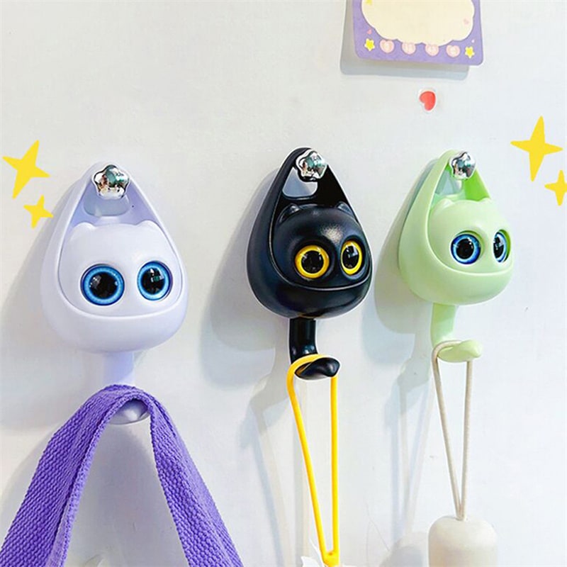 Wall Hooks with Adhesive Backing Winking Cat Coat for Mounted Decoration Key and Hat for Home - Image 1