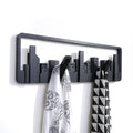 Wall Mounted and Hung Coat Rack with 5 Flip-Down Hooks Decorative Cityscape Design Wooden - Image 4