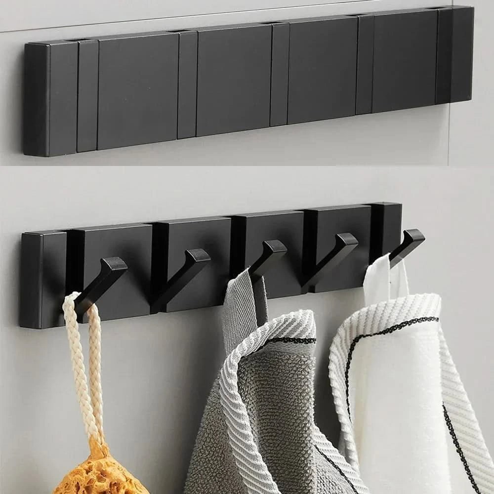 Wall Mounted Coat Rack Modern Folding Retractable Space Saving Metal Stainless Steel - Image 6