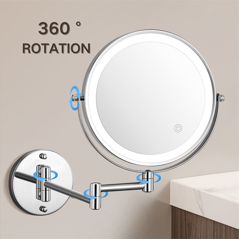 Wall Mounted Vanity Mirror for Makeup with LED Lights 10x Magnification and Folding Arm - Image 12