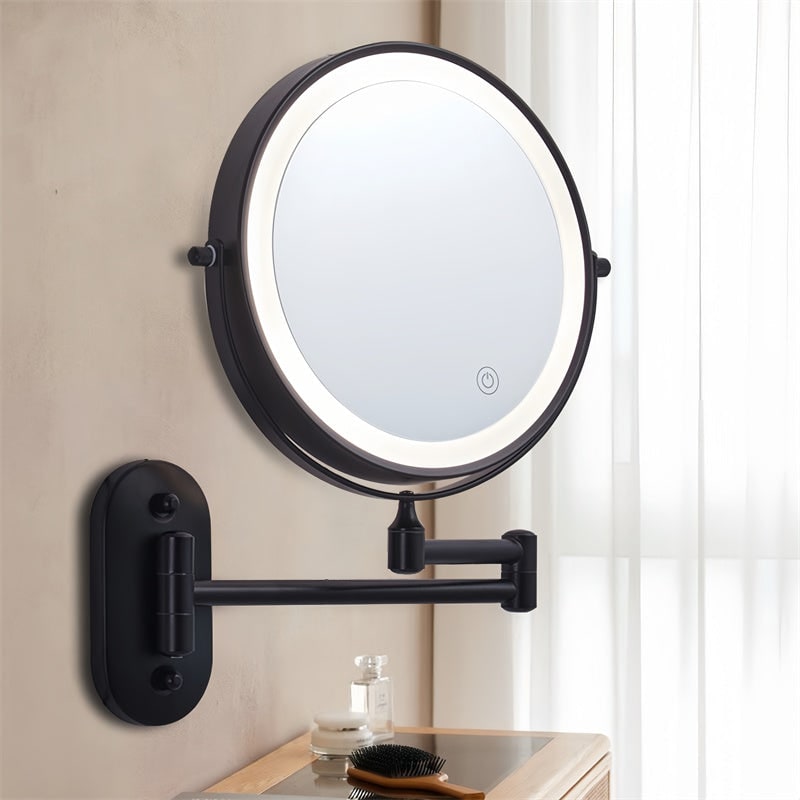 Wall Mounted Vanity Mirror for Makeup with LED Lights 10x Magnification and Folding Arm - Image 13