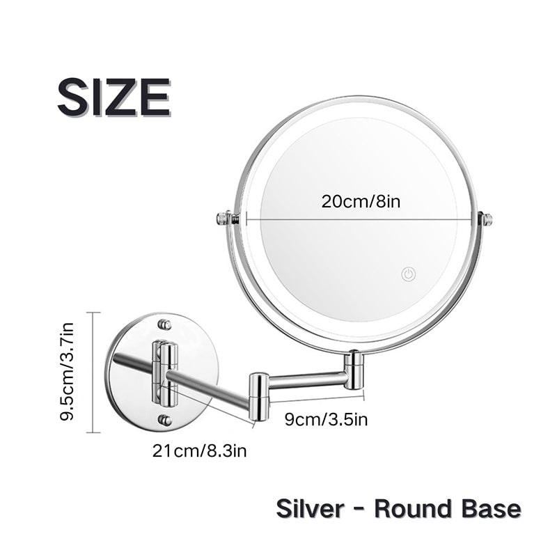 Wall Mounted Vanity Mirror for Makeup with LED Lights 10x Magnification and Folding Arm - Image 4