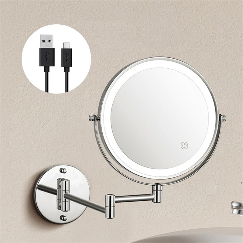 Wall Mounted Vanity Mirror for Makeup with LED Lights 10x Magnification and Folding Arm - Image 8