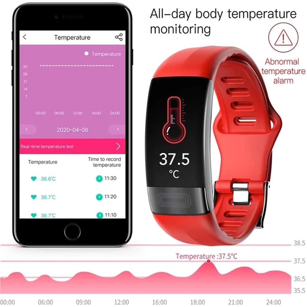 Water Resistant Fitness Tracker Wearable Heart Rate Activity Silicone Band Ecg Monitor - Image 6