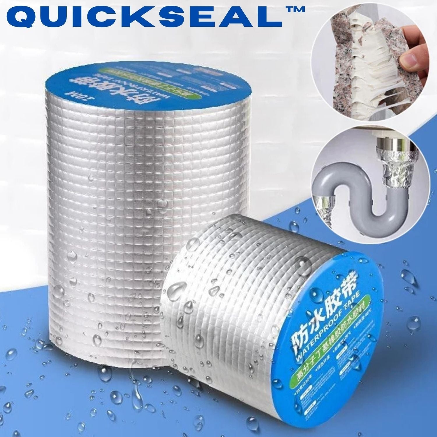 Waterproof Tape Butyl Strong Adhesive Aluminum Foil Backing Roof Repair Leak Sealing - Image 1