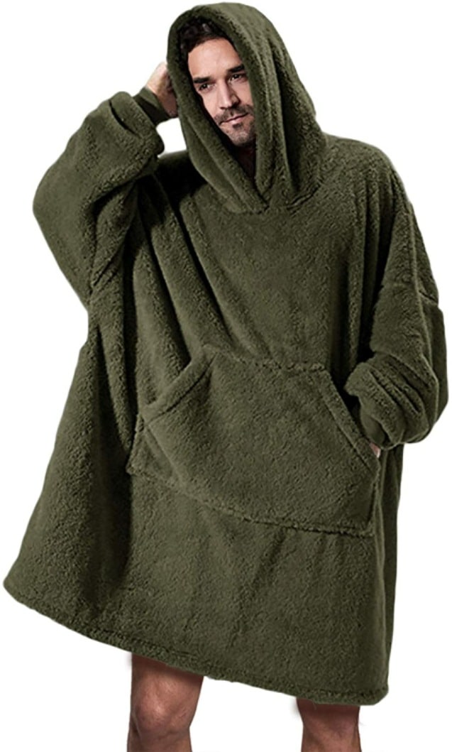 Wearable Blanket Hoodie for Newborn Infant and with Oversized Fleece and Kangaroo Pocket - Image 15