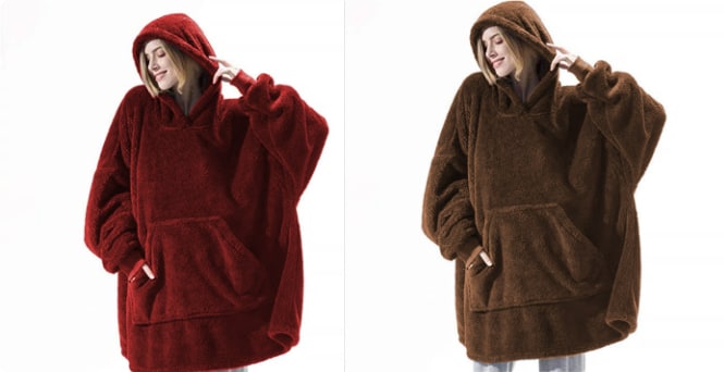 Wearable Blanket Hoodie for Newborn Infant and with Oversized Fleece and Kangaroo Pocket - Image 17