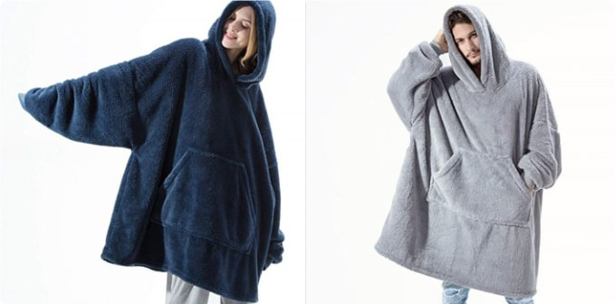 Wearable Blanket Hoodie for Newborn Infant and with Oversized Fleece and Kangaroo Pocket - Image 3