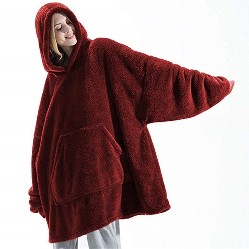 Wearable Blanket Hoodie for Newborn Infant and with Oversized Fleece and Kangaroo Pocket - Image 6