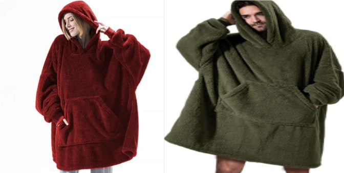 Wearable Blanket Hoodie for Newborn Infant and with Oversized Fleece and Kangaroo Pocket - Image 7