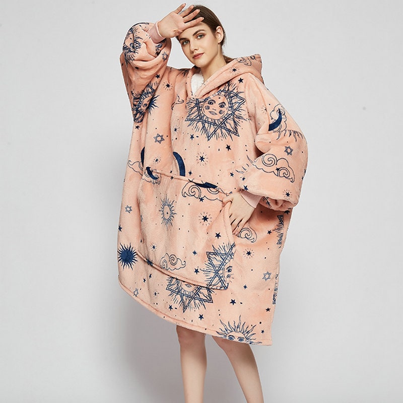 Wearable Blanket Hoodie with Sherpa Lining Oversized Fleece Pullover - Image 11