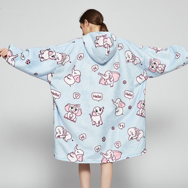 Wearable Blanket Hoodie with Sherpa Lining Oversized Fleece Pullover - Image 12