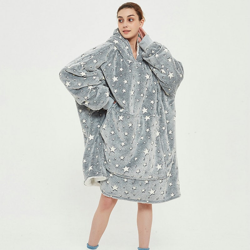 Wearable Blanket Hoodie with Sherpa Lining Oversized Fleece Pullover - Image 13