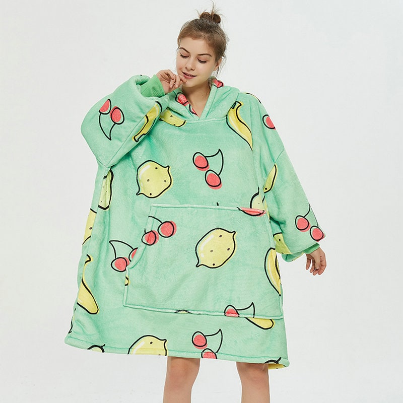Wearable Blanket Hoodie with Sherpa Lining Oversized Fleece Pullover - Image 15