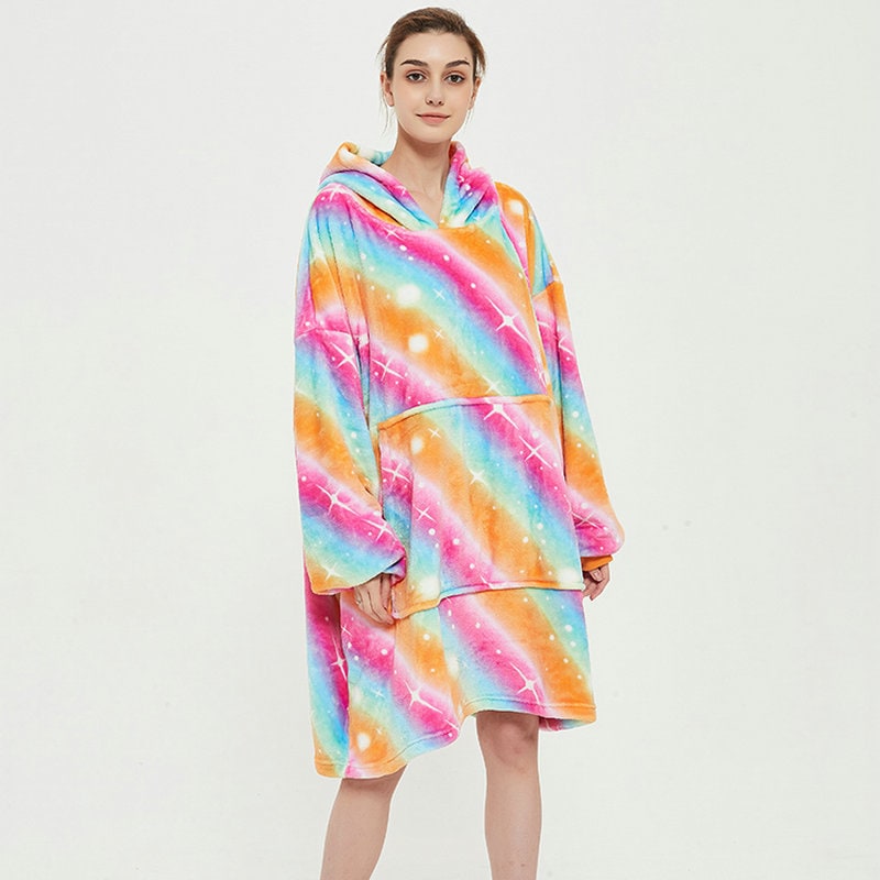 Wearable Blanket Hoodie with Sherpa Lining Oversized Fleece Pullover - Image 17