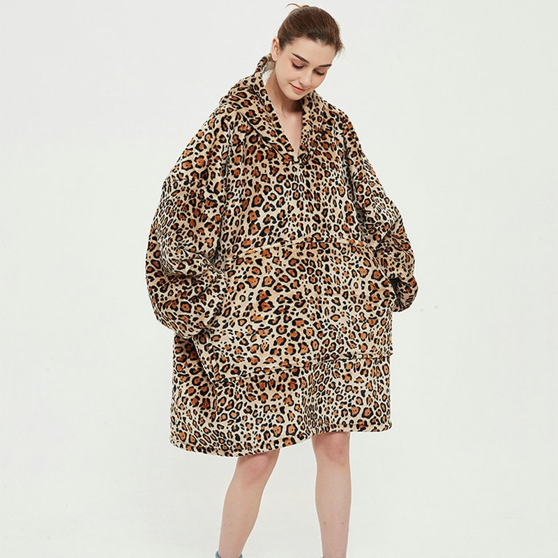 Wearable Blanket Hoodie with Sherpa Lining Oversized Fleece Pullover - Image 18