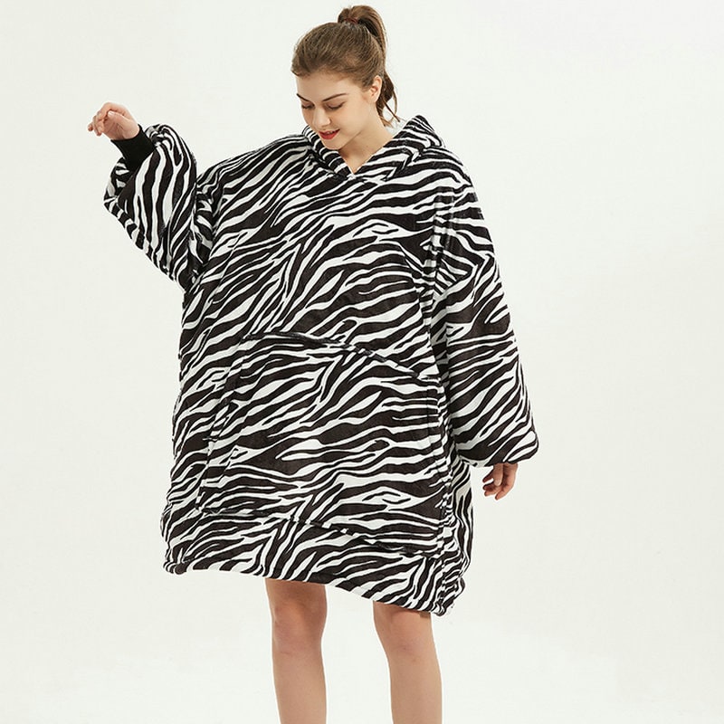 Wearable Blanket Hoodie with Sherpa Lining Oversized Fleece Pullover - Image 20