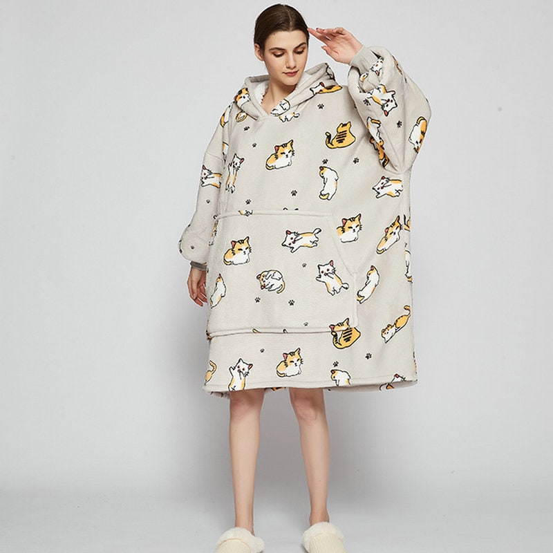 Wearable Blanket Hoodie with Sherpa Lining Oversized Fleece Pullover - Image 21