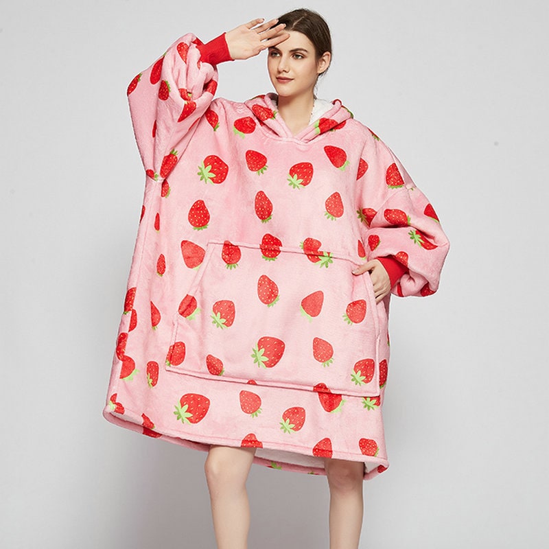 Wearable Blanket Hoodie with Sherpa Lining Oversized Fleece Pullover - Image 22
