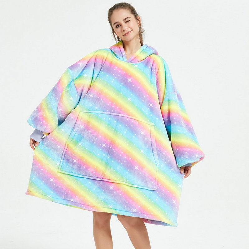 Wearable Blanket Hoodie with Sherpa Lining Oversized Fleece Pullover - Image 25