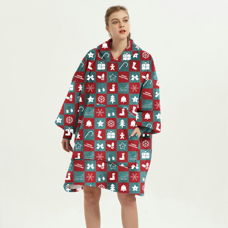 Wearable Blanket Hoodie with Sherpa Lining Oversized Fleece Pullover - Image 26