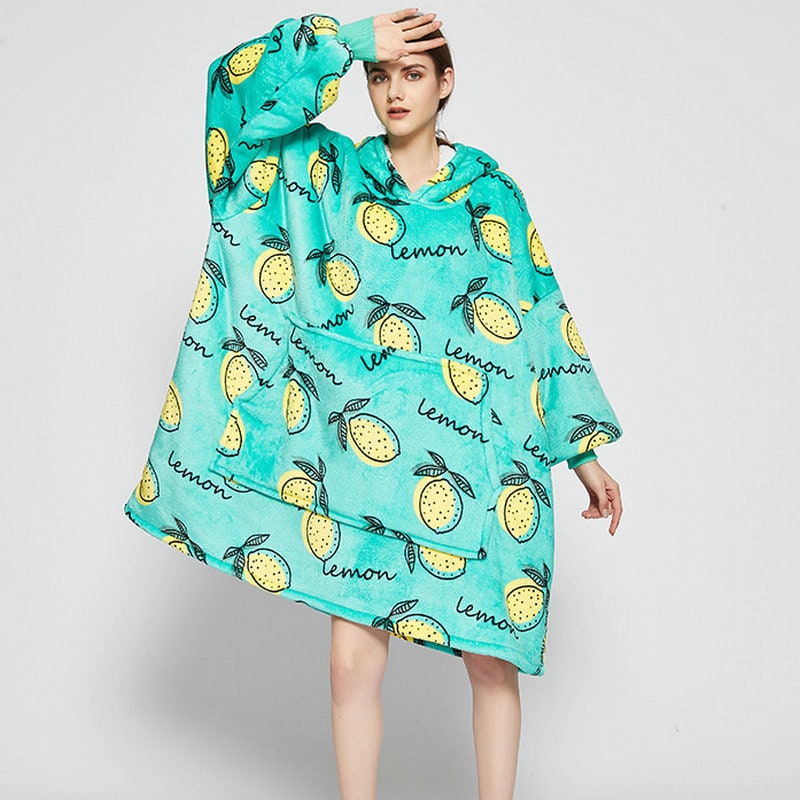 Wearable Blanket Hoodie with Sherpa Lining Oversized Fleece Pullover - Image 27