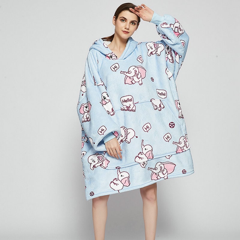 Wearable Blanket Hoodie with Sherpa Lining Oversized Fleece Pullover - Image 5