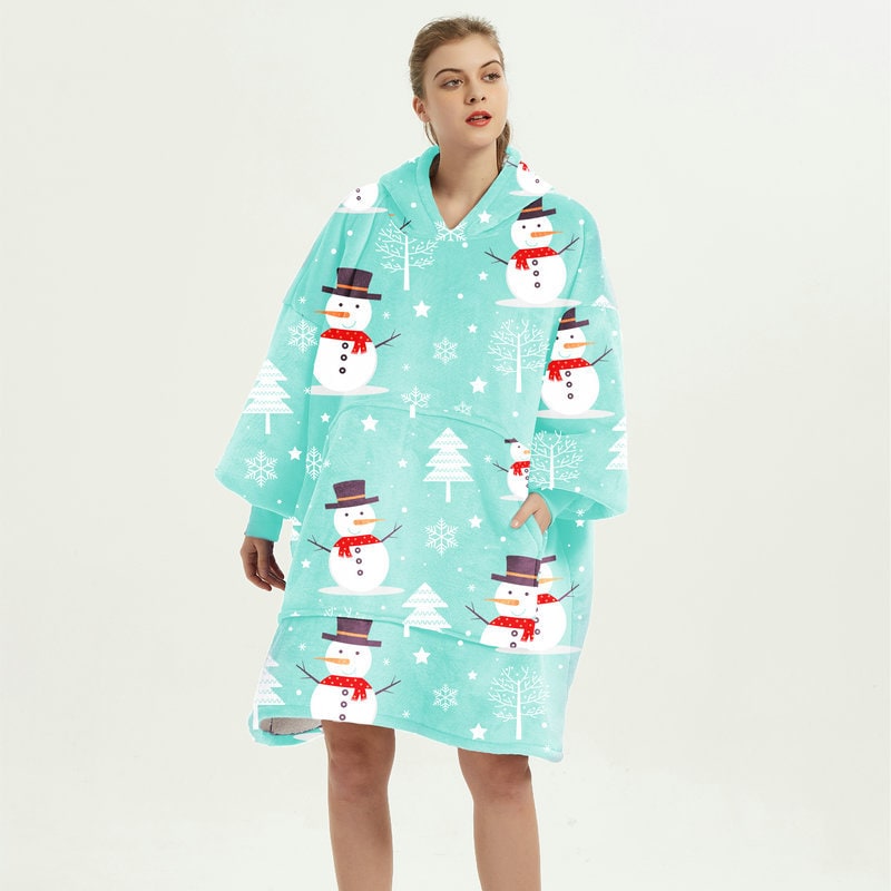 Wearable Blanket Hoodie with Sherpa Lining Oversized Fleece Pullover - Image 7
