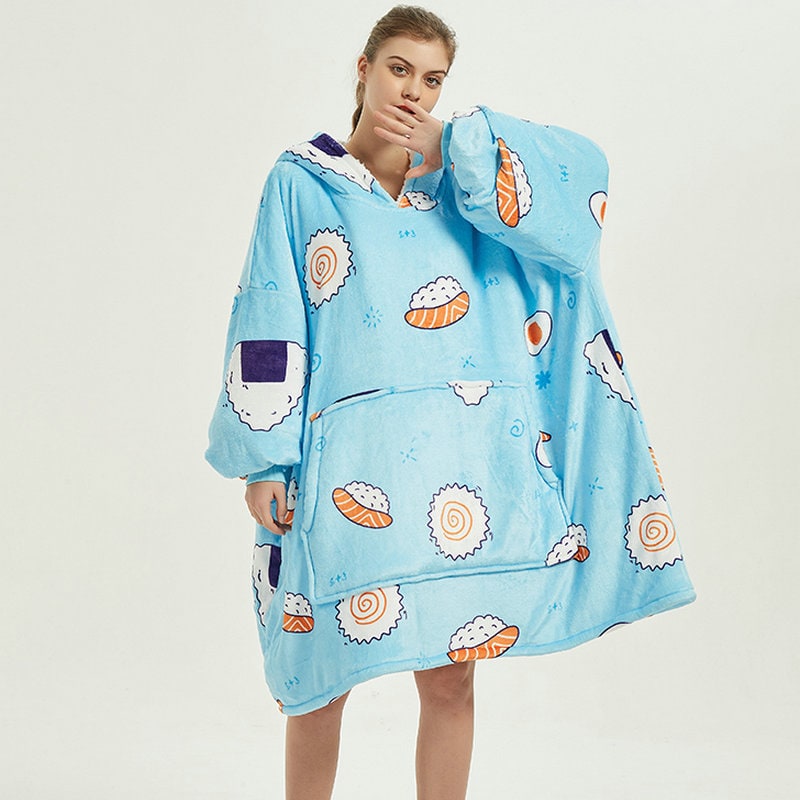 Wearable Blanket Hoodie with Sherpa Lining Oversized Fleece Pullover - Image 8