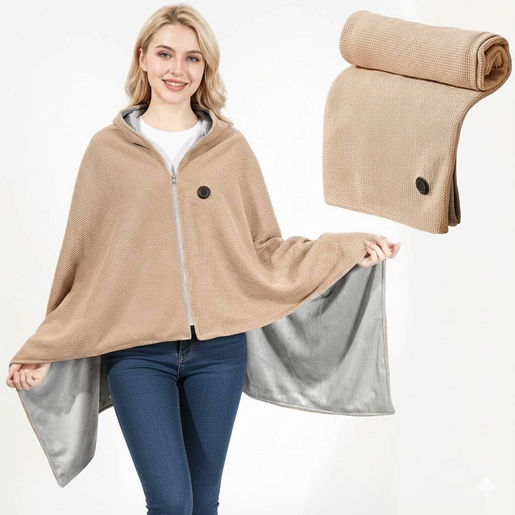 Wearable Heated Blanket Throw with USB Power Zipper Closure and 8 Heating Zones - Image 1