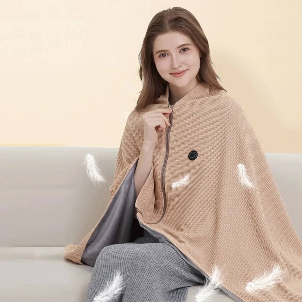 Wearable Heated Blanket Throw with USB Power Zipper Closure and 8 Heating Zones - Image 3