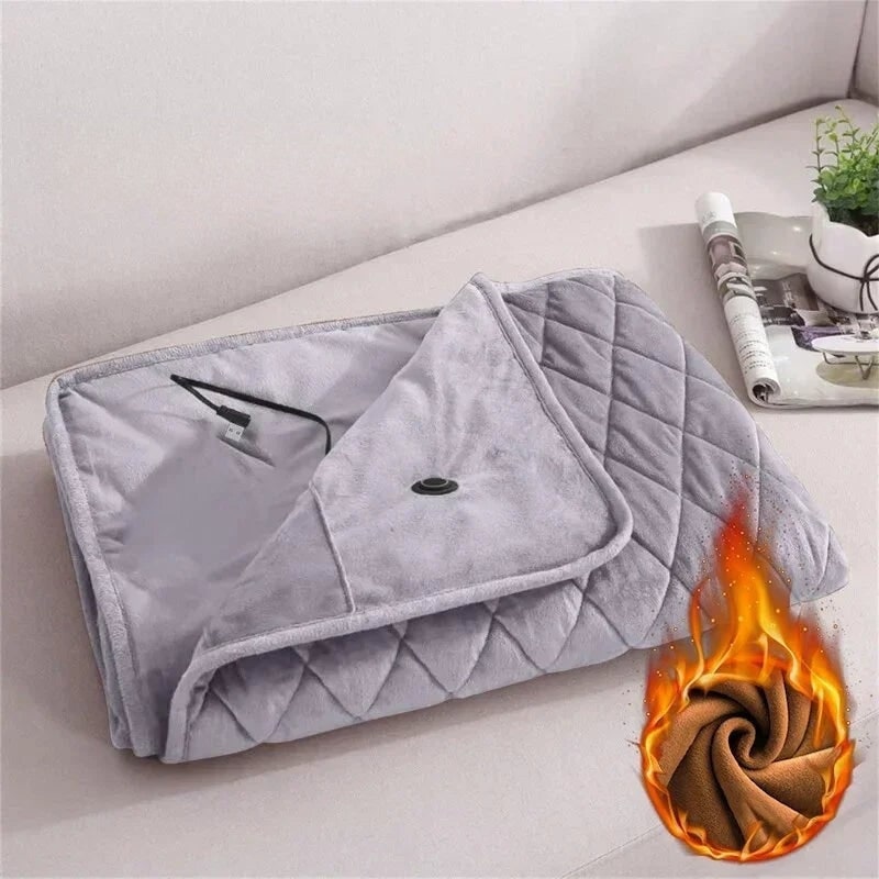 Wearable Heated Blanket with Portable Throw Design Soft Plush Fleece and USB Power - Image 1