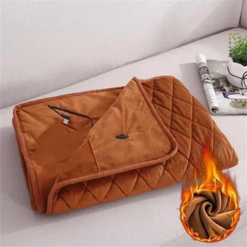 Wearable Heated Blanket with Portable Throw Design Soft Plush Fleece and USB Power - Image 3