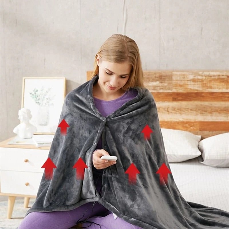 Wearable Portable USB Heated Blanket with Snap Buttons and Remote Control Queen Size - Image 2
