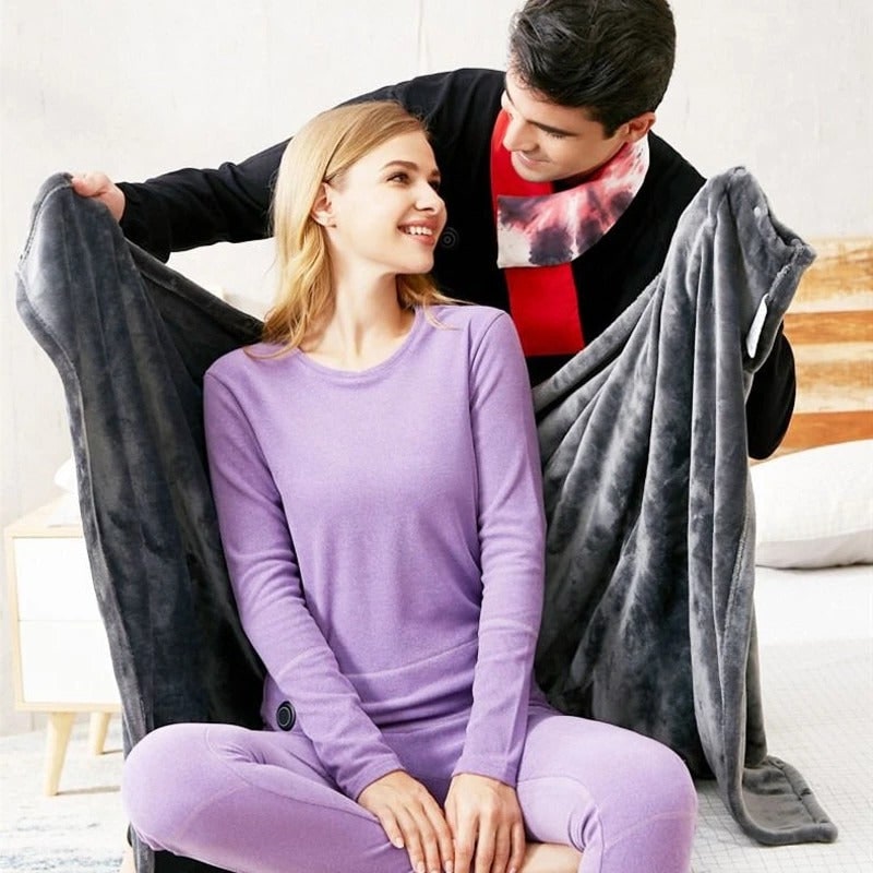 Wearable Portable USB Heated Blanket with Snap Buttons and Remote Control Queen Size - Image 4