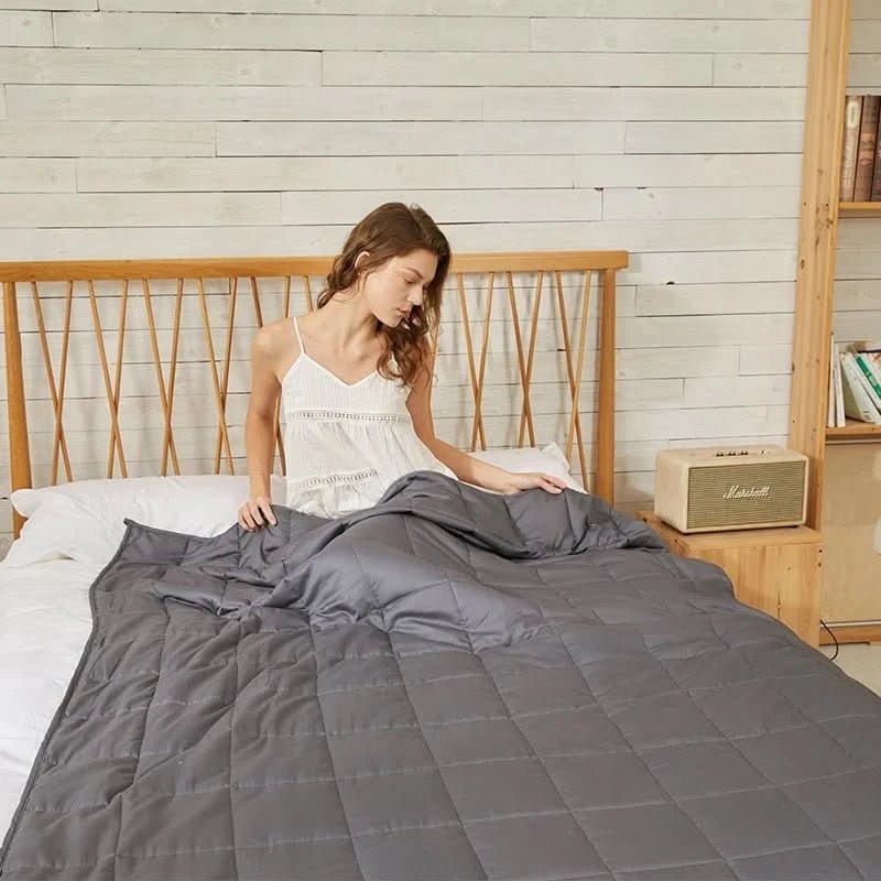 Weighted Blanket for Sleep Bed Anxiety Quilted Cotton Matte Throw - Image 2