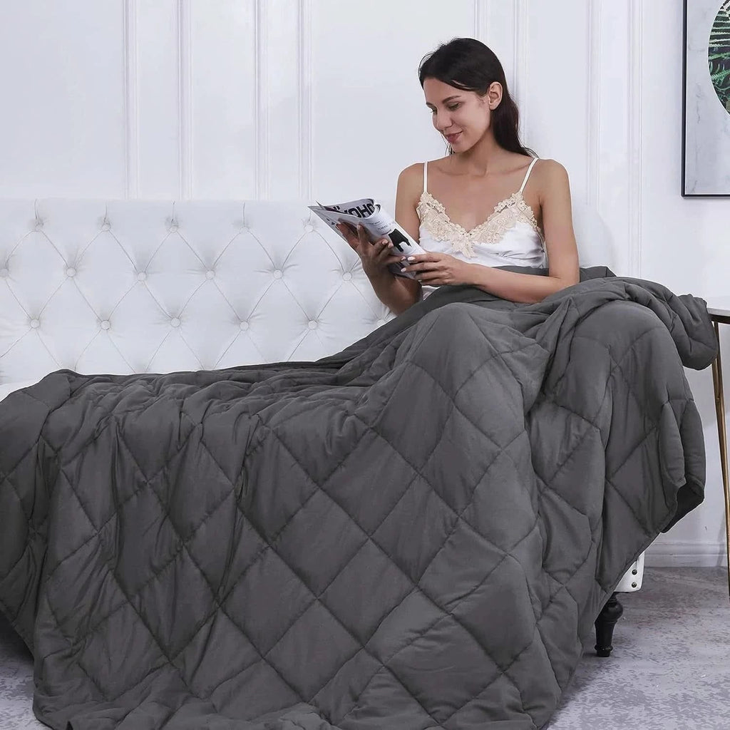 Weighted Blanket for Sleep Bed Anxiety Quilted Cotton Matte Throw - Image 5
