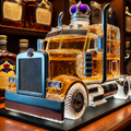 Whiskey Decanter and Glass Set with Semi Truck Design and Chrome Accents Personalised - Image 1