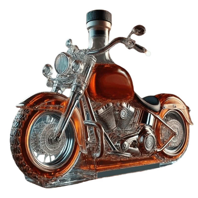 Whiskey Decanter Motorcycle Glass Clear Bottle Cruiser Display Gift Liquor - Image 1
