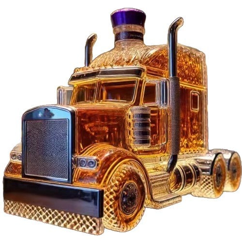 Whiskey Decanter Semi-Truck Shaped Glass Bottle with Stopper - Image 4