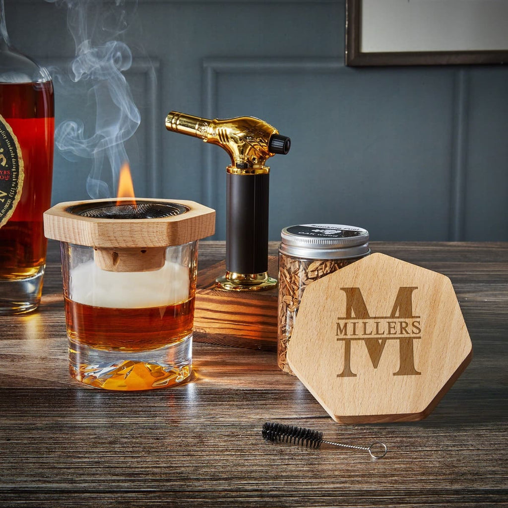 Whiskey Smoker Kit and Cocktail with Wooden Hexagonal Design for Smoked Old Fashioned Drinks - Image 1