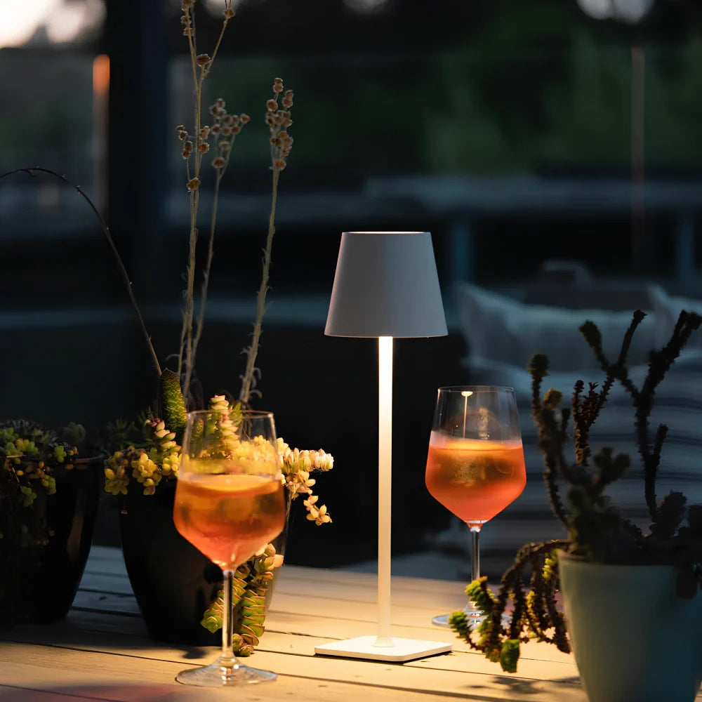 Tall Dimmable Table Lamp Touch‑Control Rechargeable LED Light