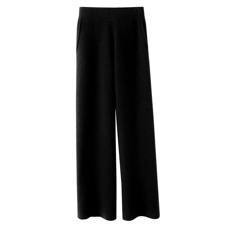 Wide Leg Pants Women's Knit High Waisted Soft Pockets Seamless Cashmere - Image 5