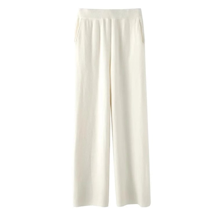 Wide Leg Pants Women's Knit High Waisted Soft Pockets Seamless Cashmere - Image 6